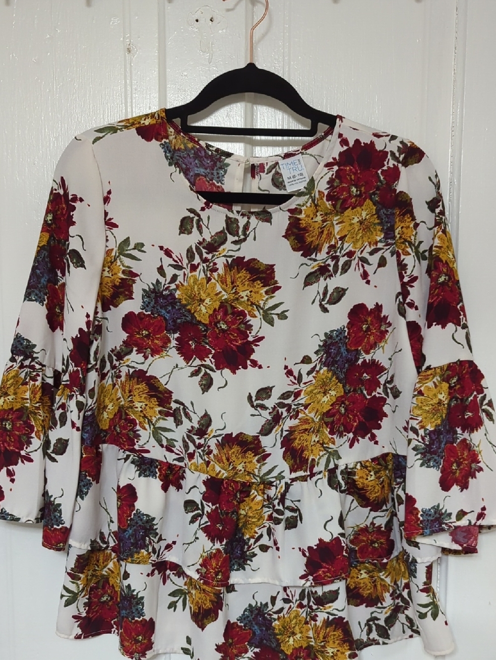 White Tiered Floral Blouse